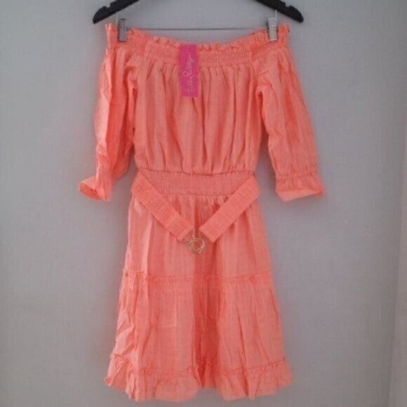 NWT Lilly Pulitzer Louisa Off The Shoulder Orange Mini Dress Size Small - Picture 5 of 12